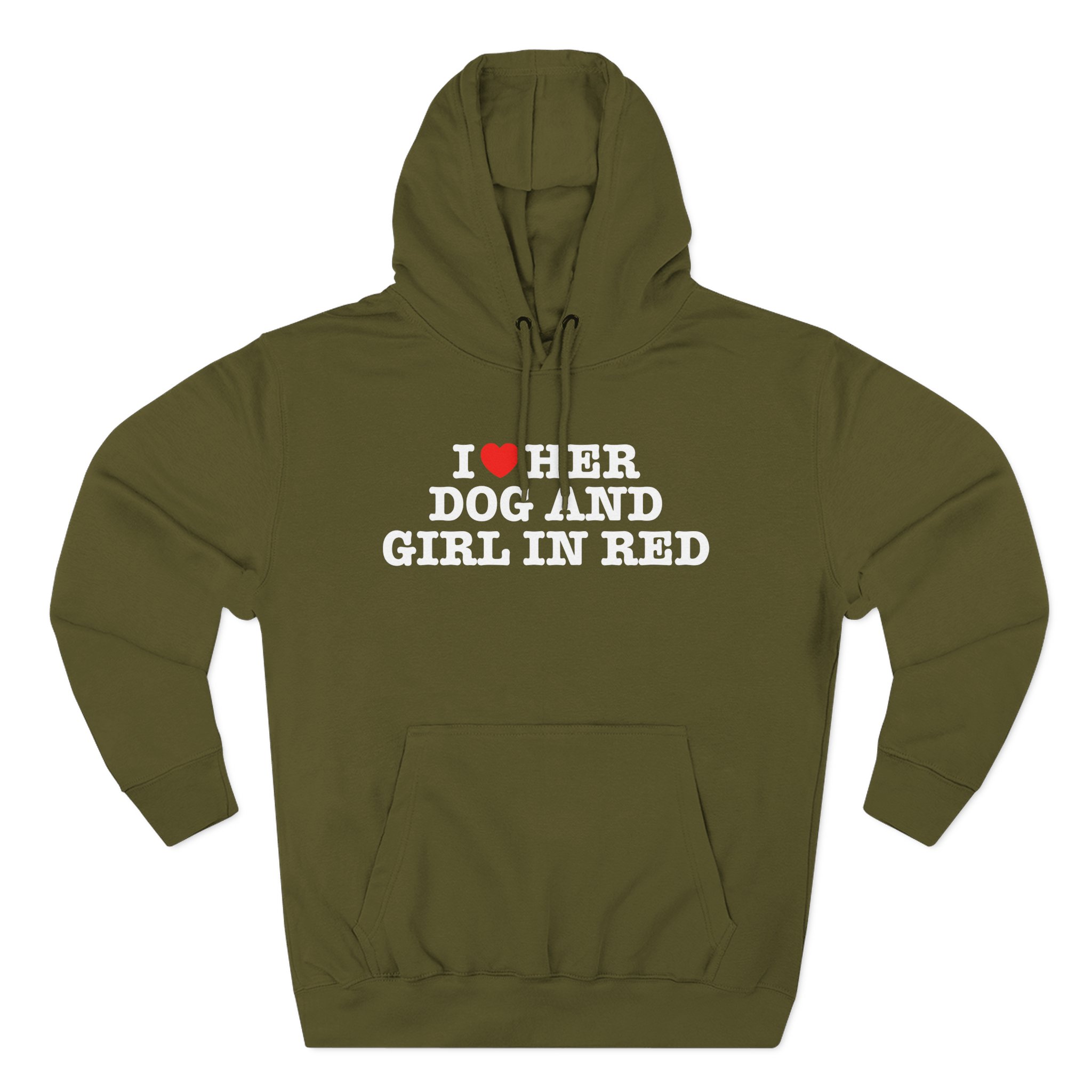 Girl in Red I Heart Her Dog Three-Panel Fleece Hoodie - Image 5