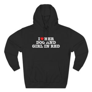 Girl in Red I Heart Her Dog Three-Panel Fleece Hoodie