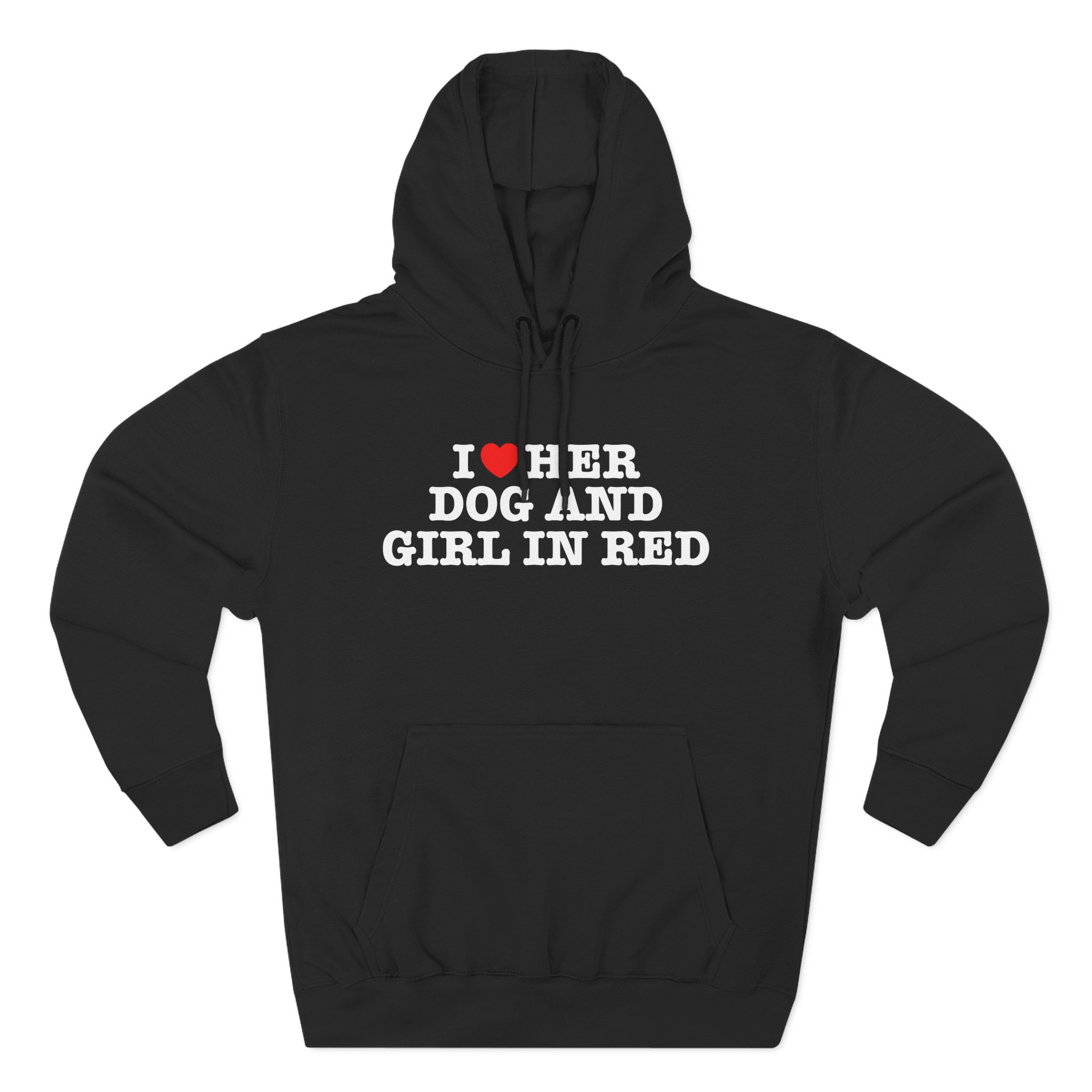 Girl in Red I Heart Her Dog Three-Panel Fleece Hoodie