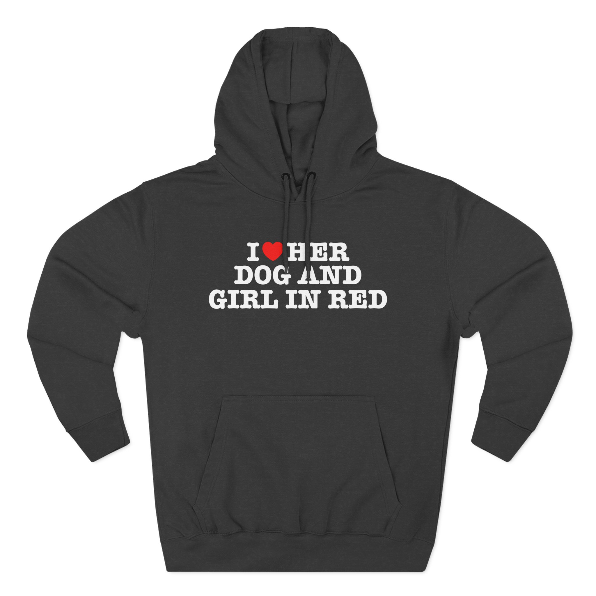 Girl in Red I Heart Her Dog Three-Panel Fleece Hoodie - Image 3