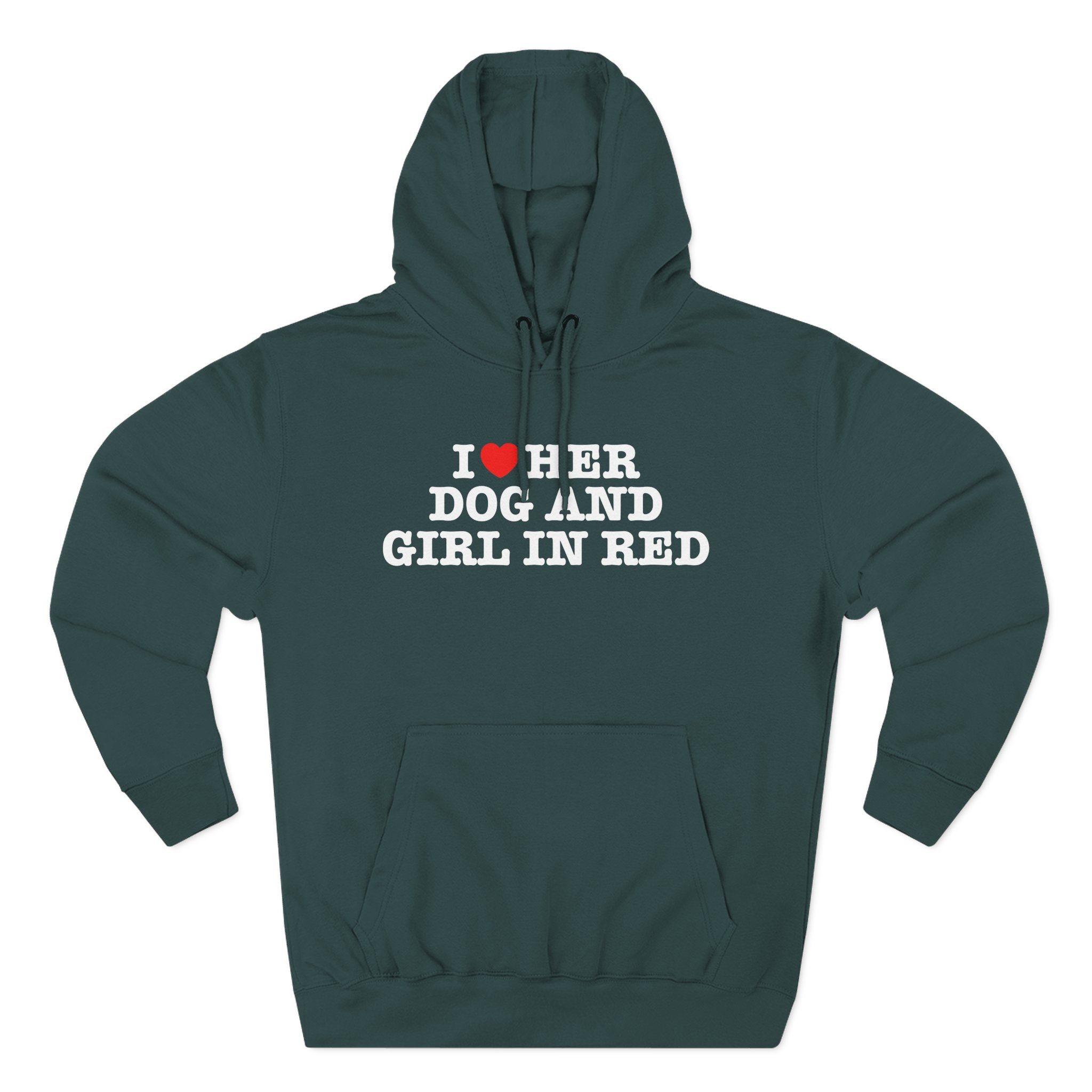 Girl in Red I Heart Her Dog Three-Panel Fleece Hoodie - Image 7