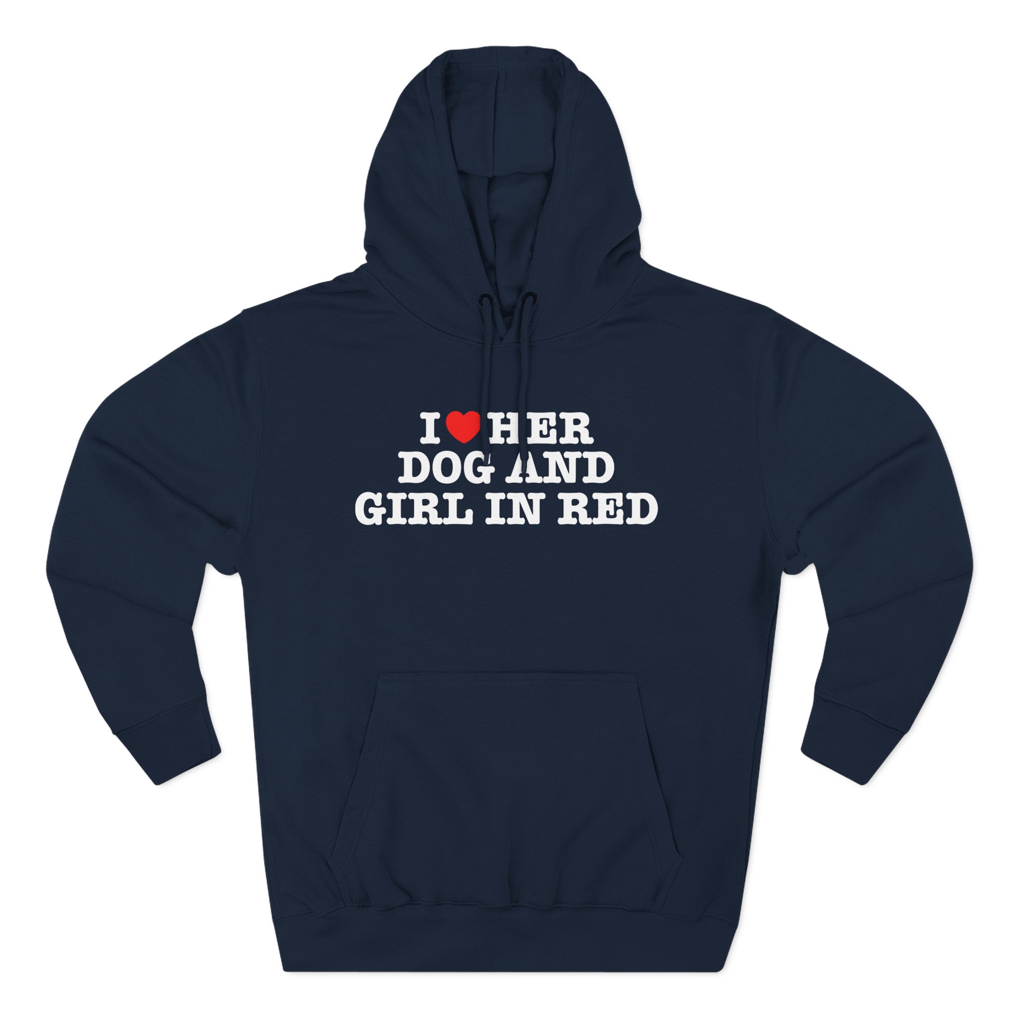Girl in Red I Heart Her Dog Three-Panel Fleece Hoodie - Image 11